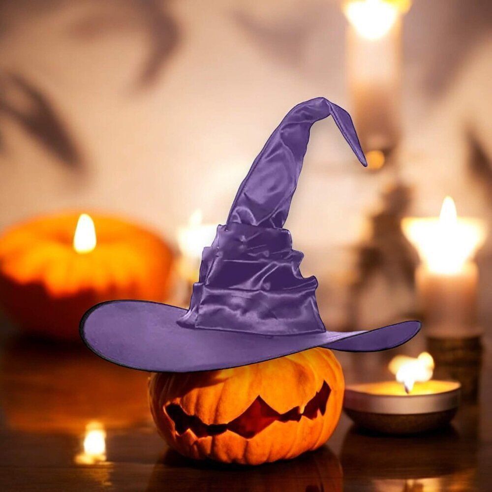 Witches Purple Wide Brim Witch Hat - NEW